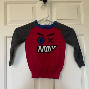 GAP Red and Gray Kids Monster Sweater